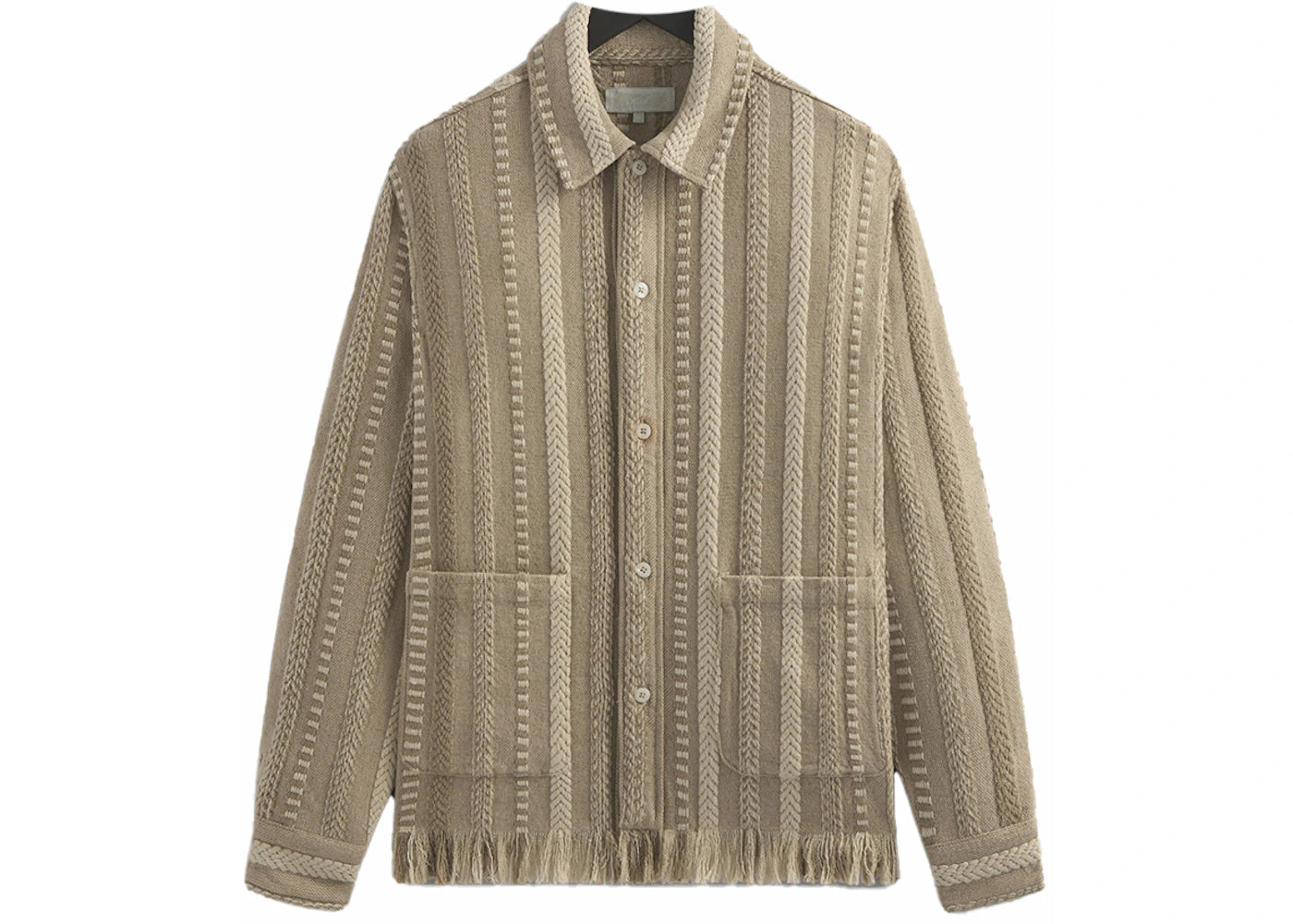 Kith Mixed Stripe Tweed Boxy Collared Overshirt Creme