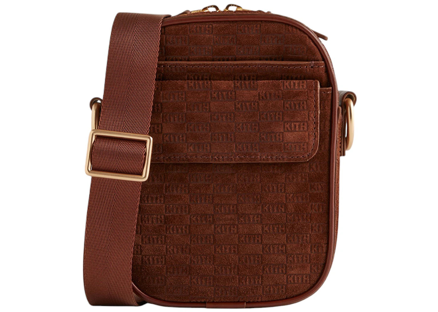 Kith Monogram Suede Utility Pouch Crossbody Walnut