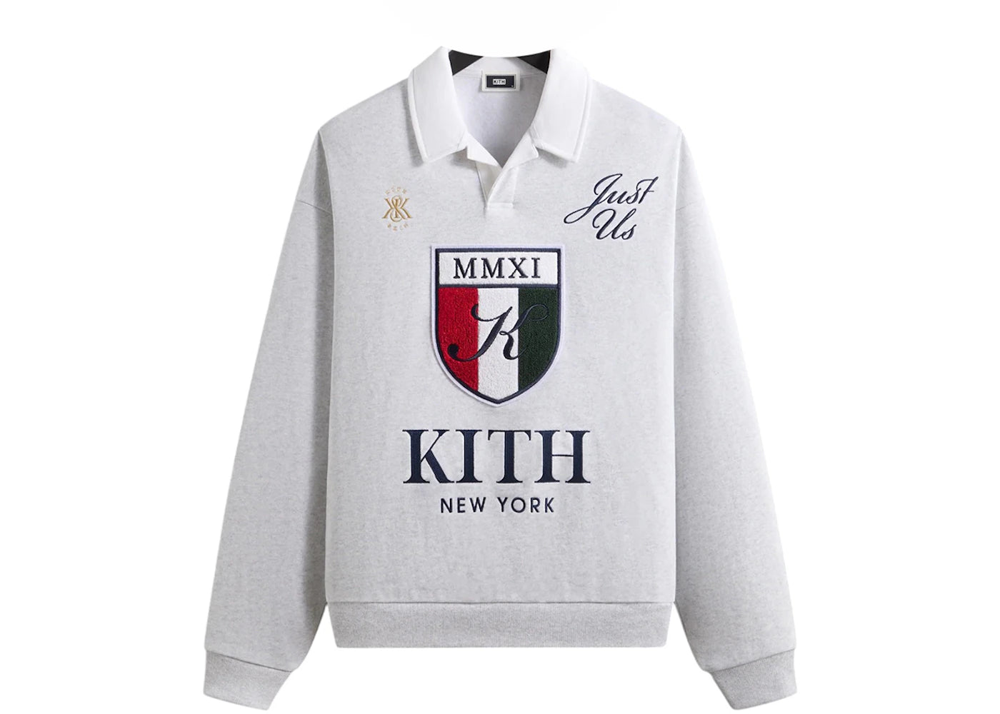 Kith Nelson Collared Pullover (SS25) Light Heather Grey