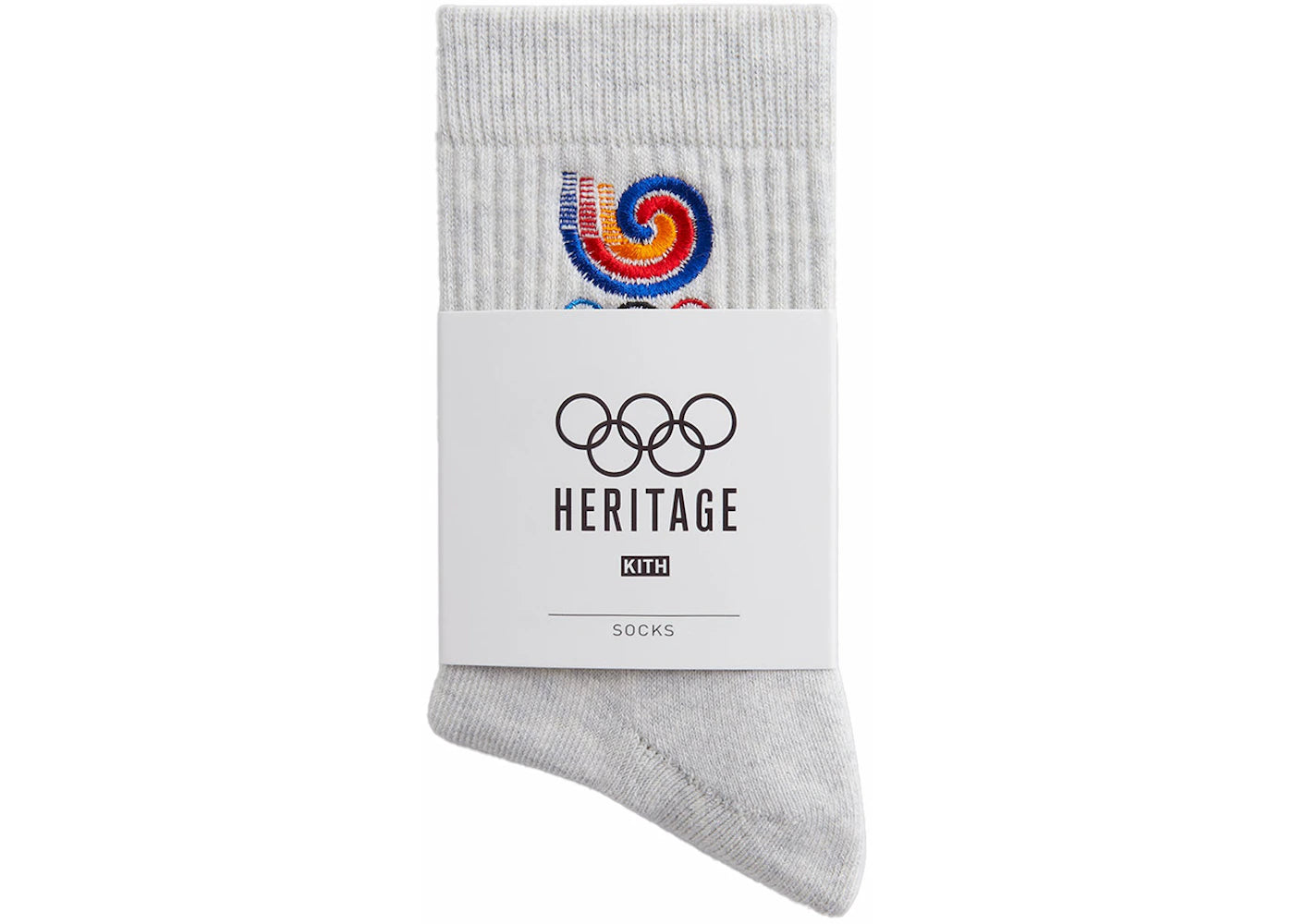 Kith Olympics Heritage Seoul Mid Crew Sock Light Heather Grey