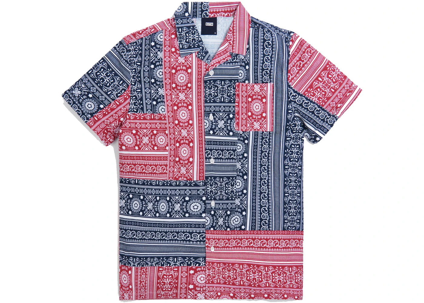 Kith Patchwork Camp Shirt Red/Navy Multi
