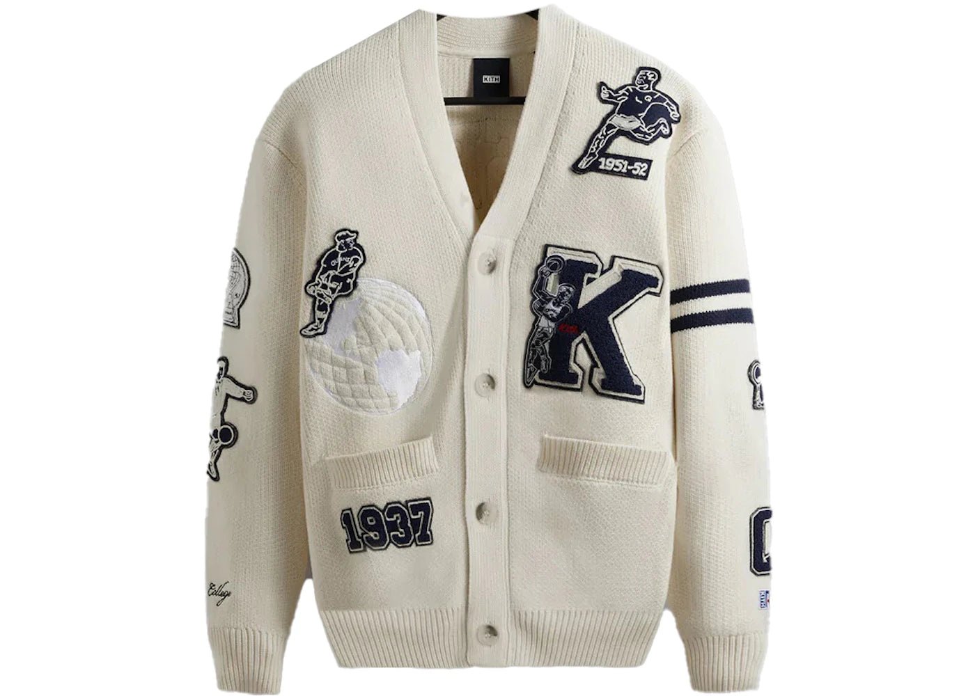 Kith Russell Athletic CUNY Queens College Cardigan Sandrift