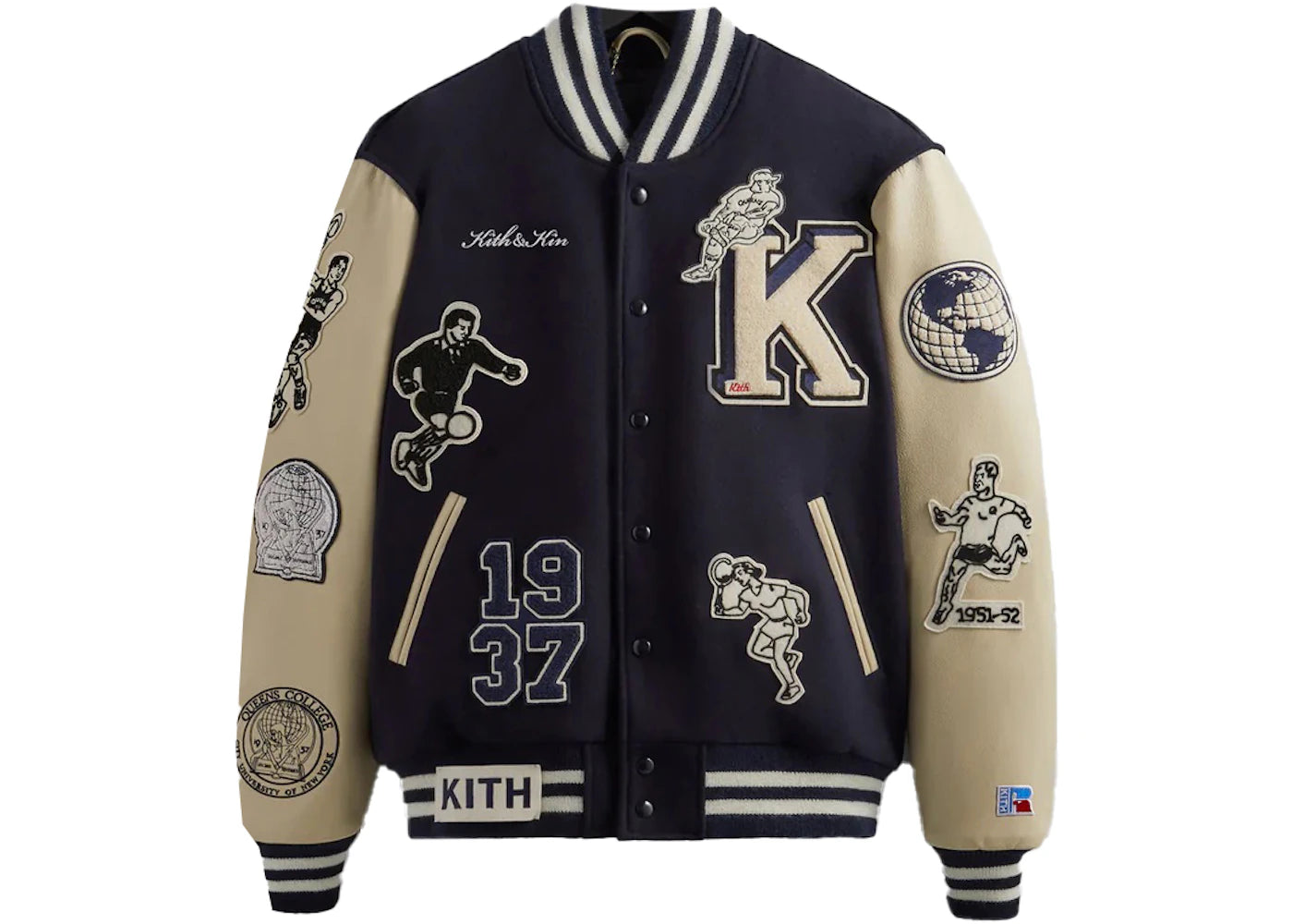 Kith Russell Athletic CUNY Queens College Golden Bear Jacket Nocturnal