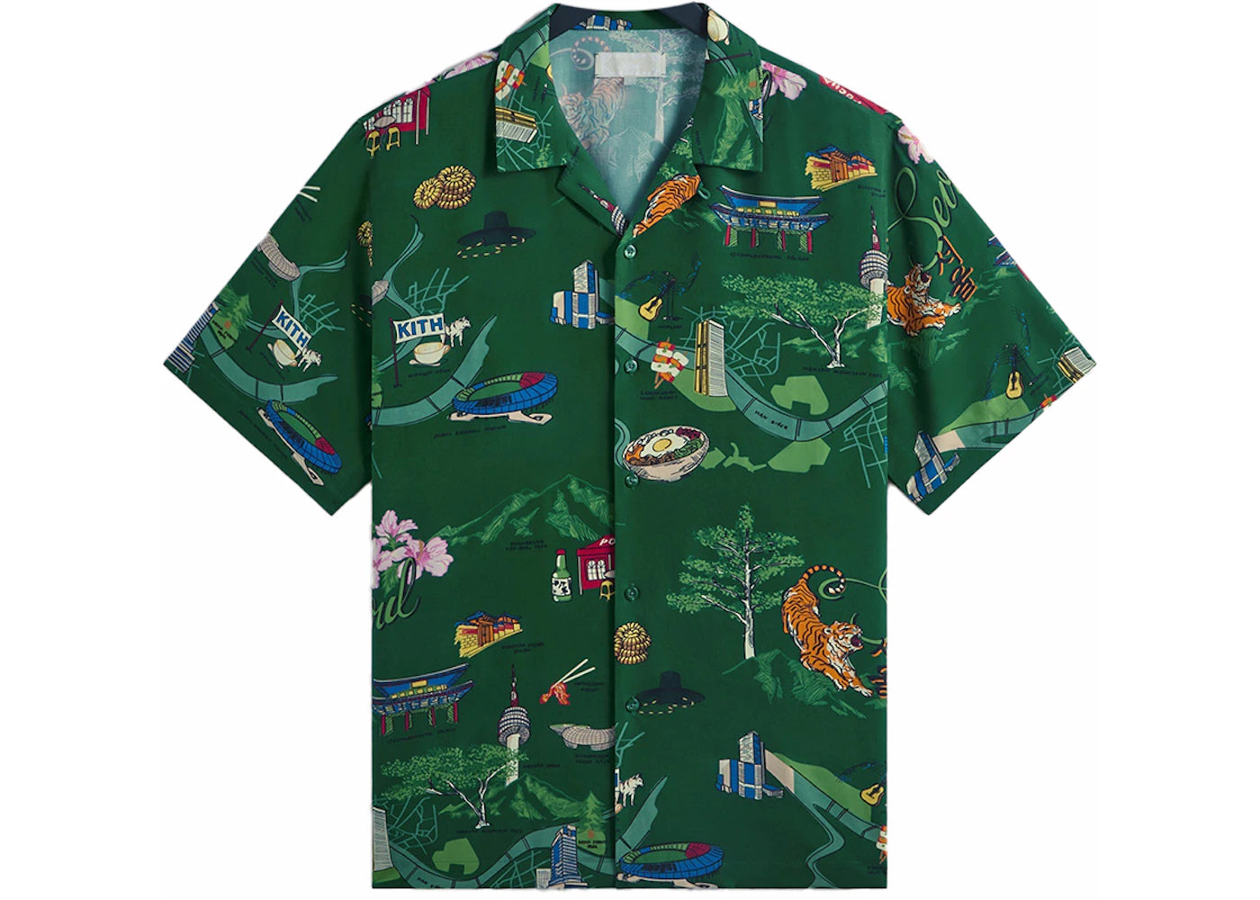 Kith Seoul Thompson Camp Collar Shirt Conifer