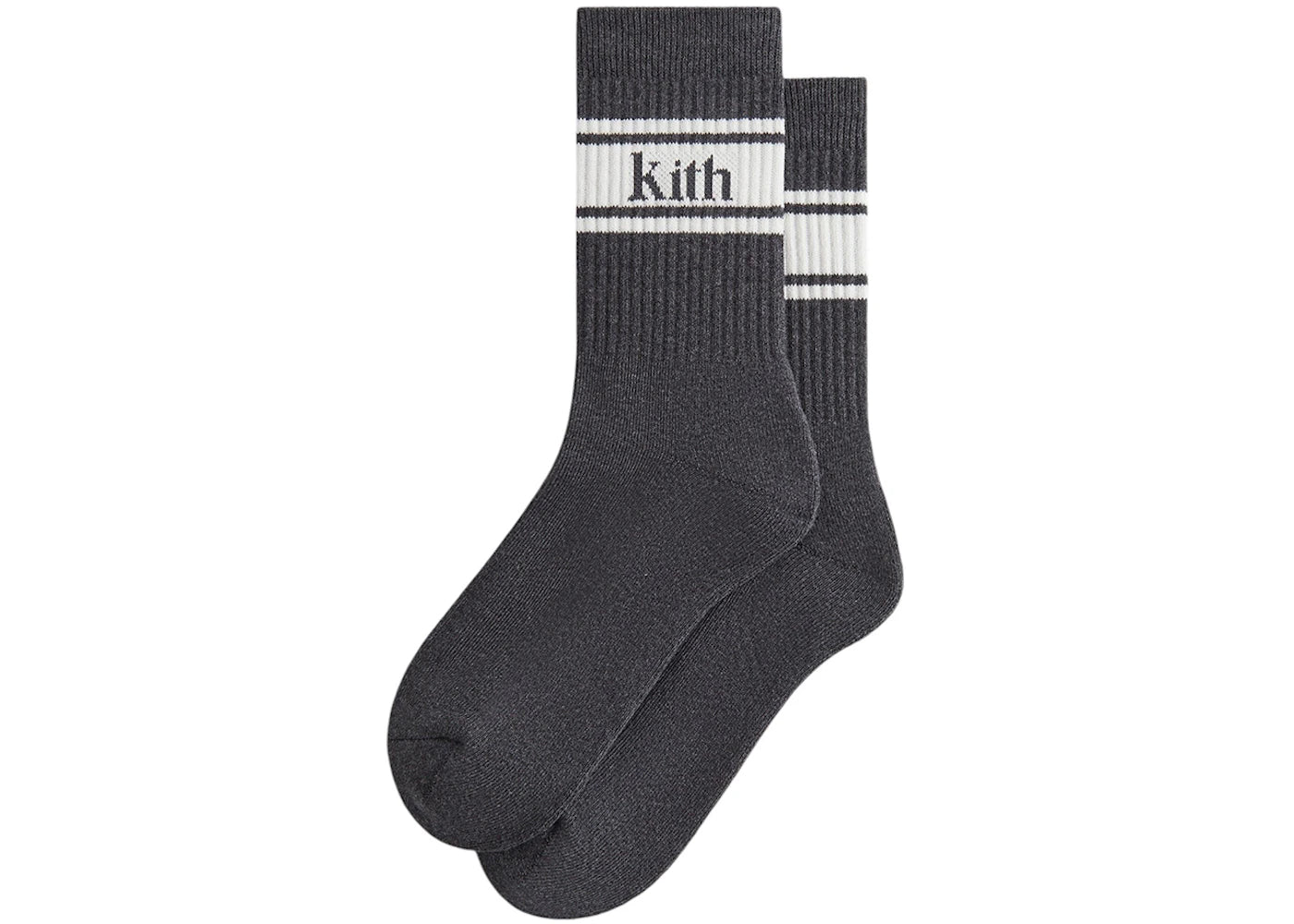 Kith Serif Jacquard Striped Crew Socks Charcoal Heather