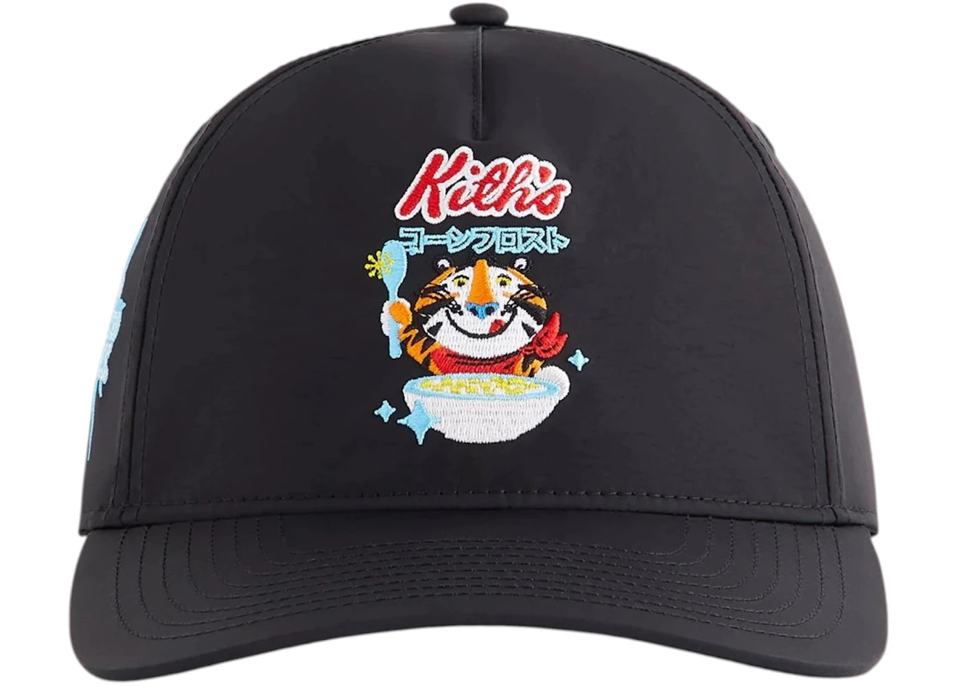 Kith Treats Kellogg’s Frosted Flakes Cereal Tony the Tiger Nylon Bay Low Pinch Crown Snapback Black