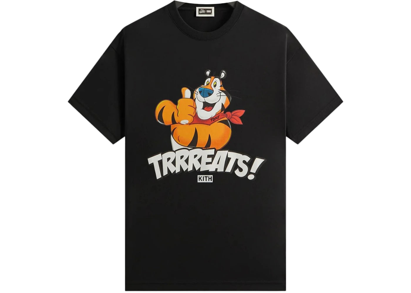 Kith Treats Kellogg’s Frosted Flakes Cereal Tony the Tiger Thumbs Up Tee Black