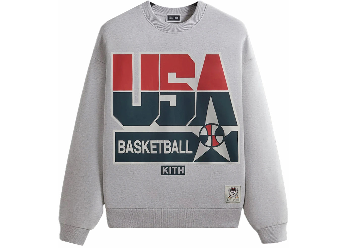 Kith USA Basketball Legend Vintage Nelson Crewneck Light Heather Grey