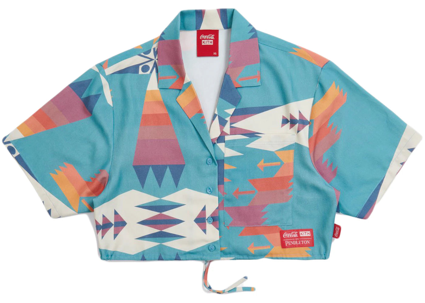 Kith Women x Coca-Cola Cropped Camp Collar Teal/Multi
