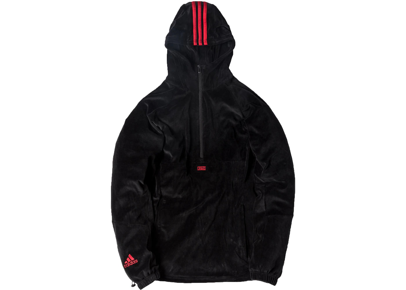 Kith adidas Soccer Cobras Velour Half Zip Hoodie Black