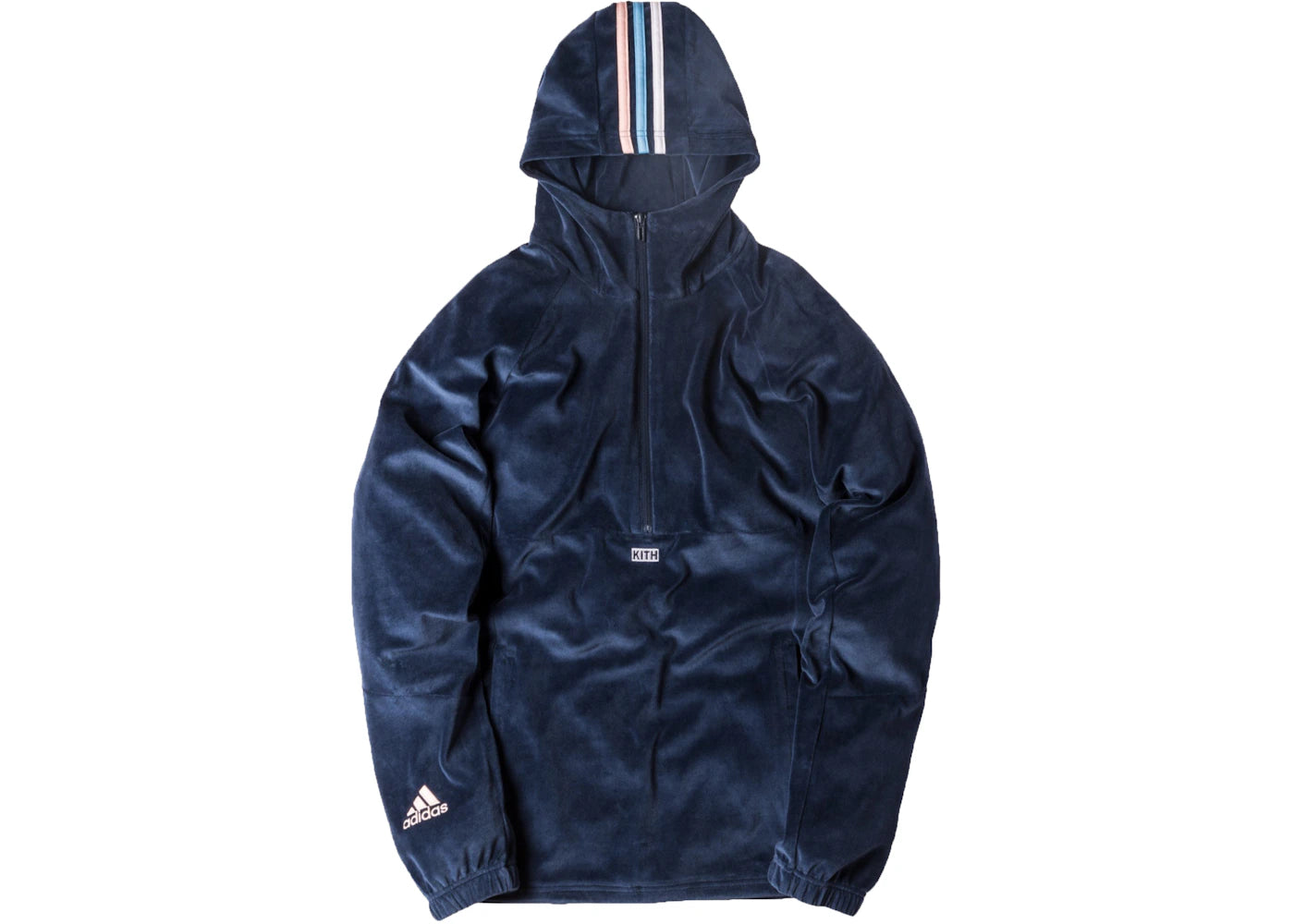 Kith adidas Soccer Flamingos Velour Half Zip Hoodie Navy