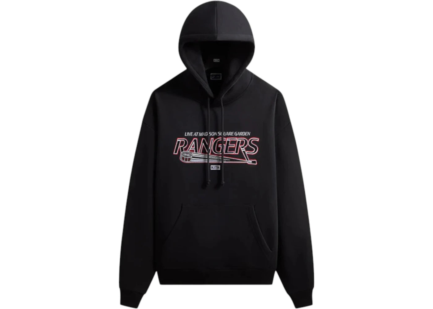 Kith x New York Rangers Madison Square Garden Puck Vintage Nelson Hoodie Black