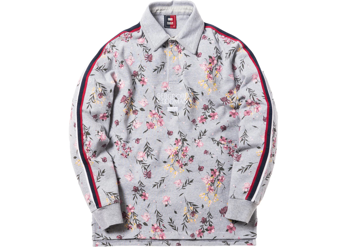 Kith x Bergdorf Goodman Floral Rugby Shirt Heather Grey