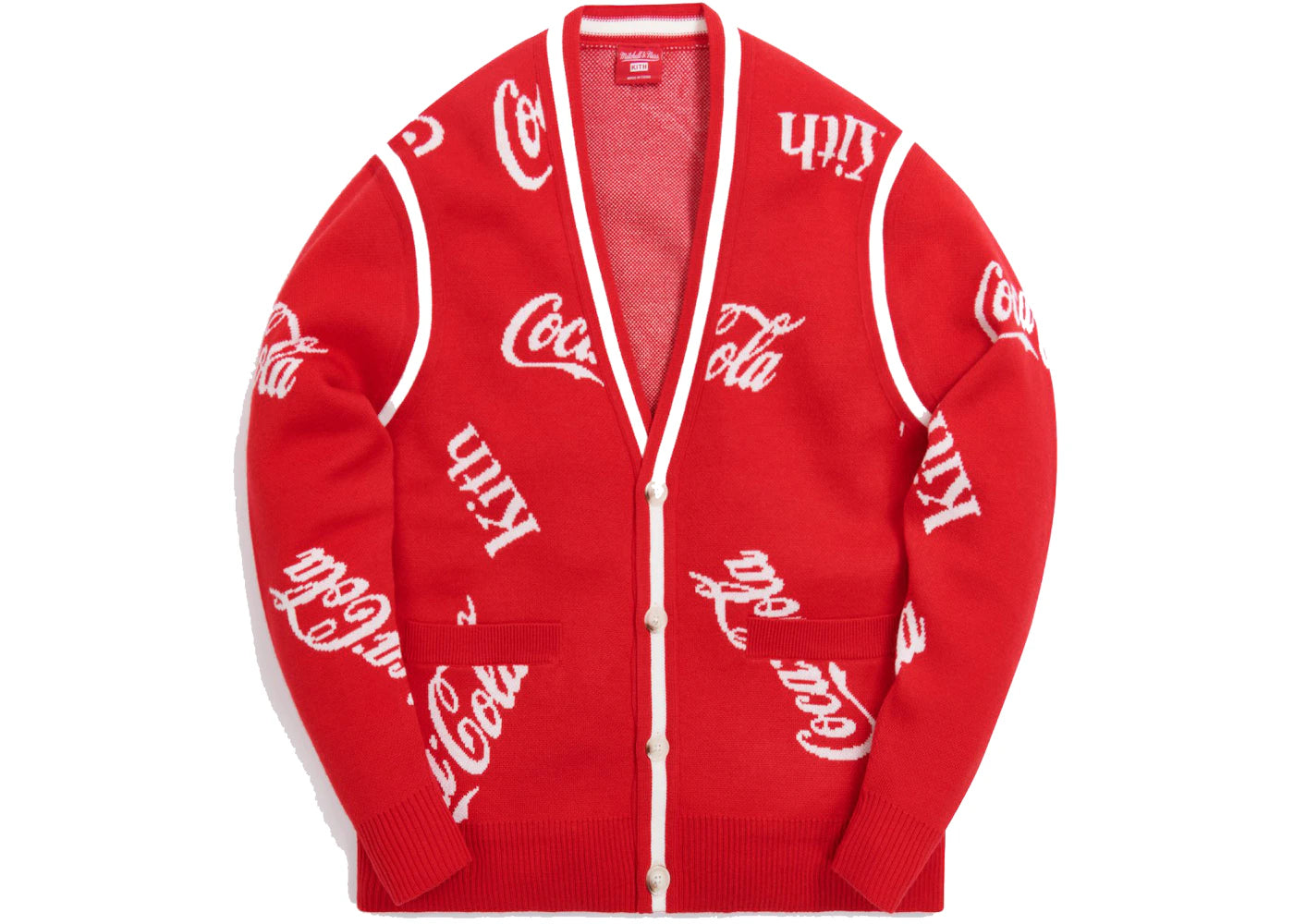 Kith x Coca-Cola x Mitchell & Ness Coke Logo Cardigan Red