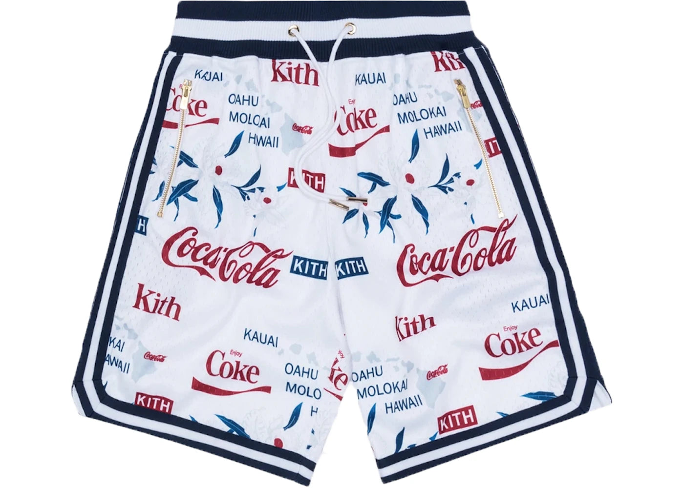 Kith x Coca-Cola x  Mitchell & Ness Hawaii Shorts White