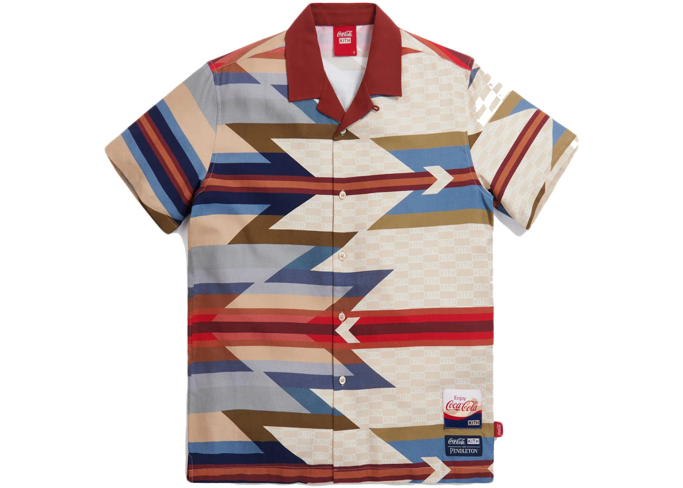 Kith x Coca-Cola x Pendleton Camp Collar Shirt Maroon/Multi