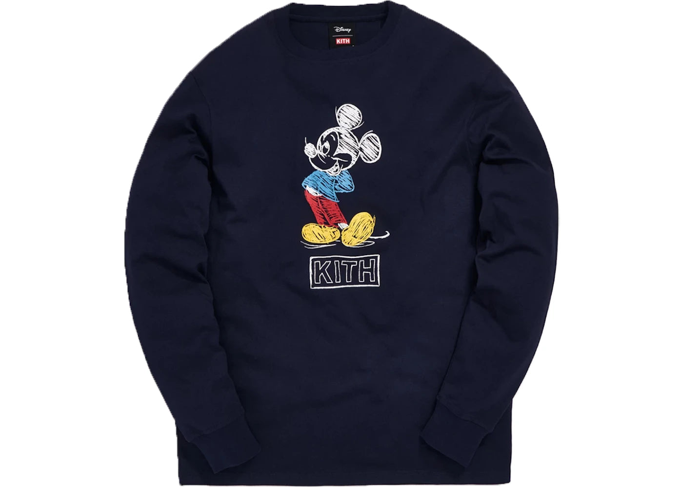 Kith x Disney 70s Pencil Mickey L/S Tee Navy