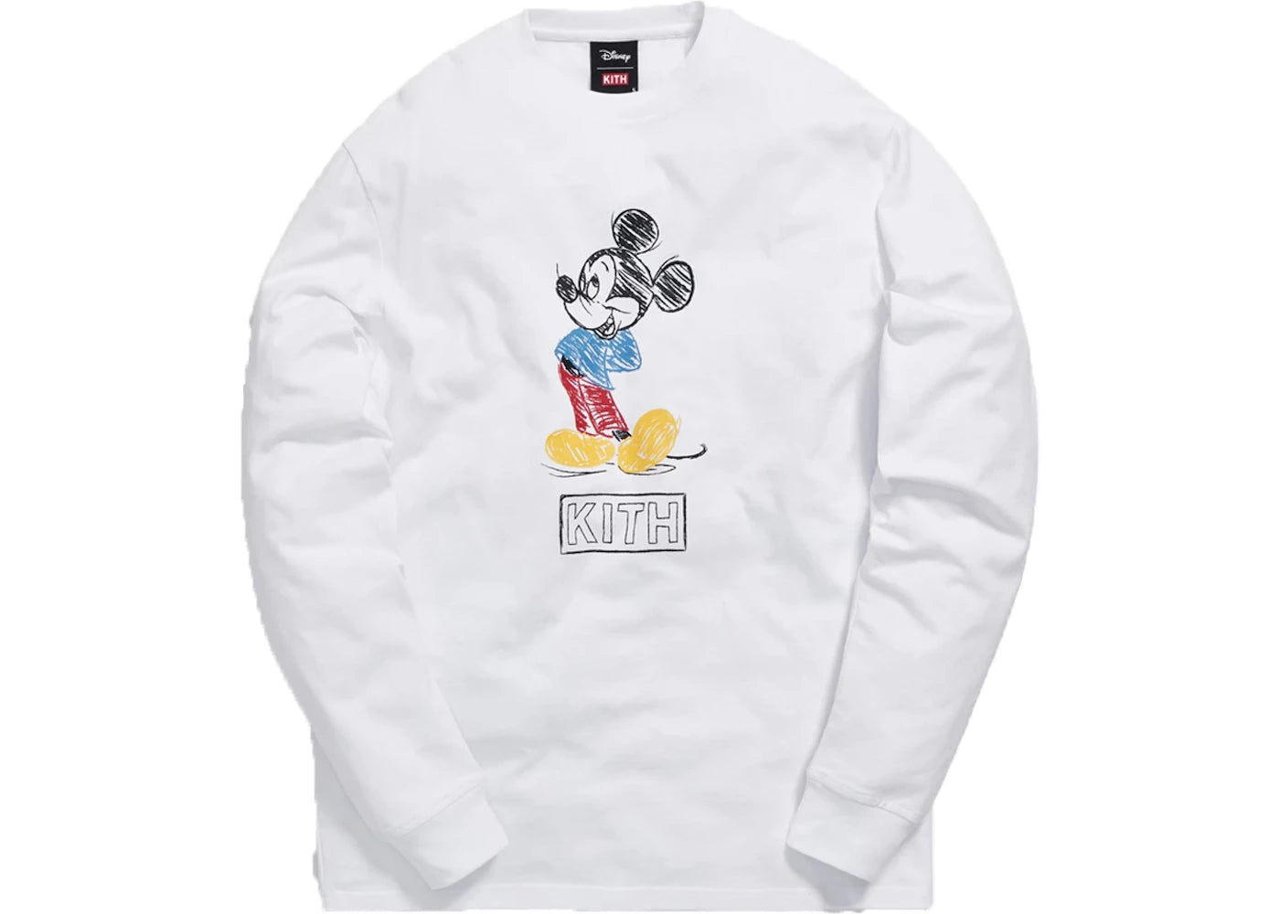 Kith x Disney 70s Pencil Mickey L/S Tee White