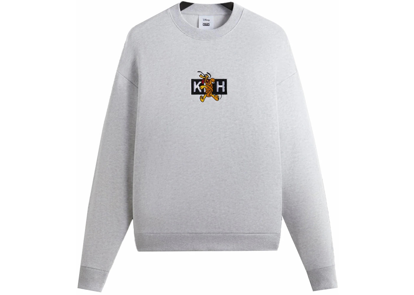 Kith x Disney Mickey & Friends Pluto Classic Logo Crewneck Light Heather Grey