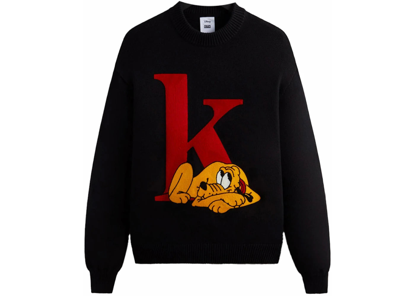 Kith x Disney Mickey & Friends Pluto K Crewneck Sweater Black