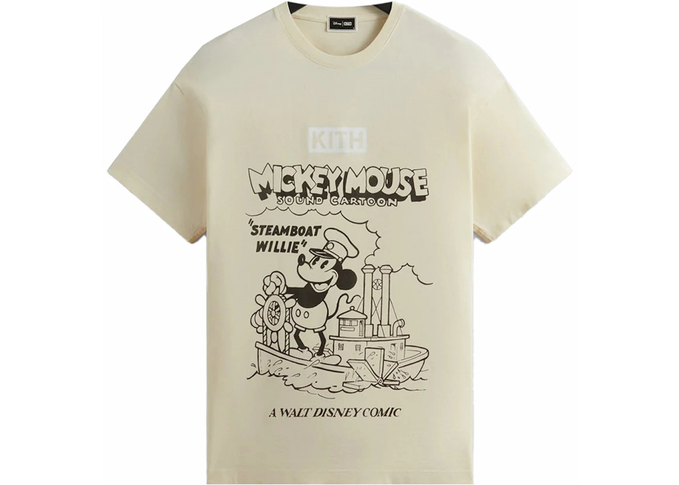 Kith x Disney Mickey & Friends Steamboat Willie Vintage Tee Sandrift