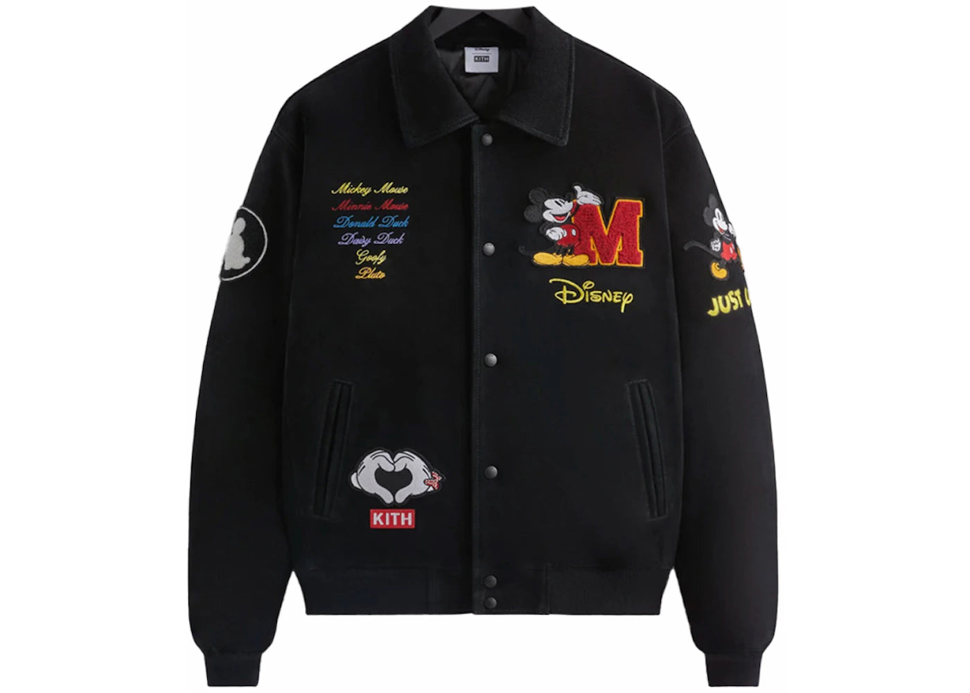 Kith x Disney Mickey & Friends Suede Varsity Jacket Black PH