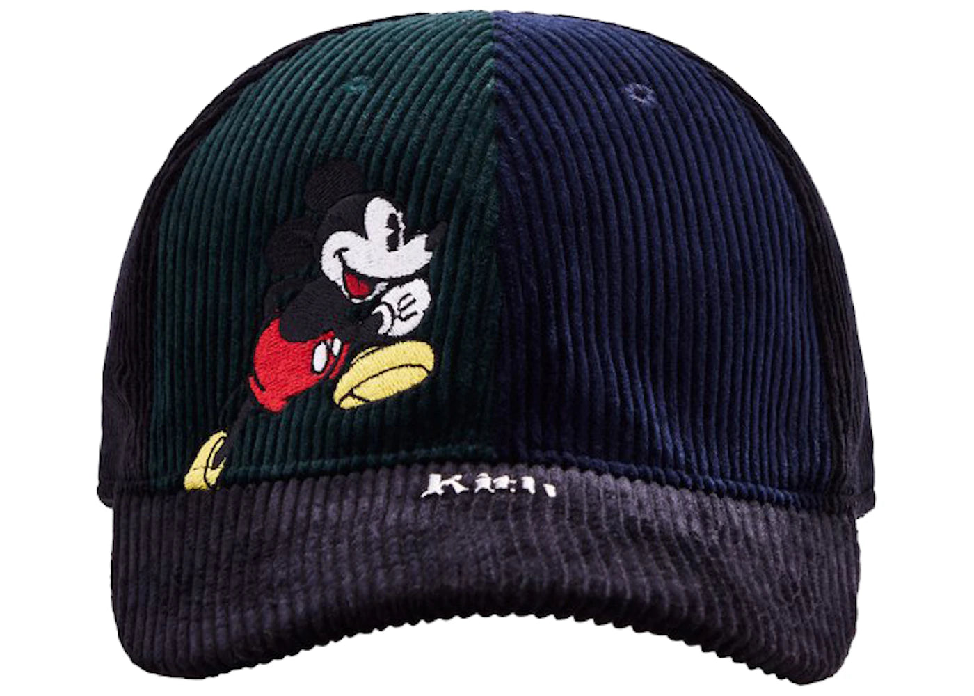 Kith x Disney Split Colorblocked Corduroy Mickey Cap Navy