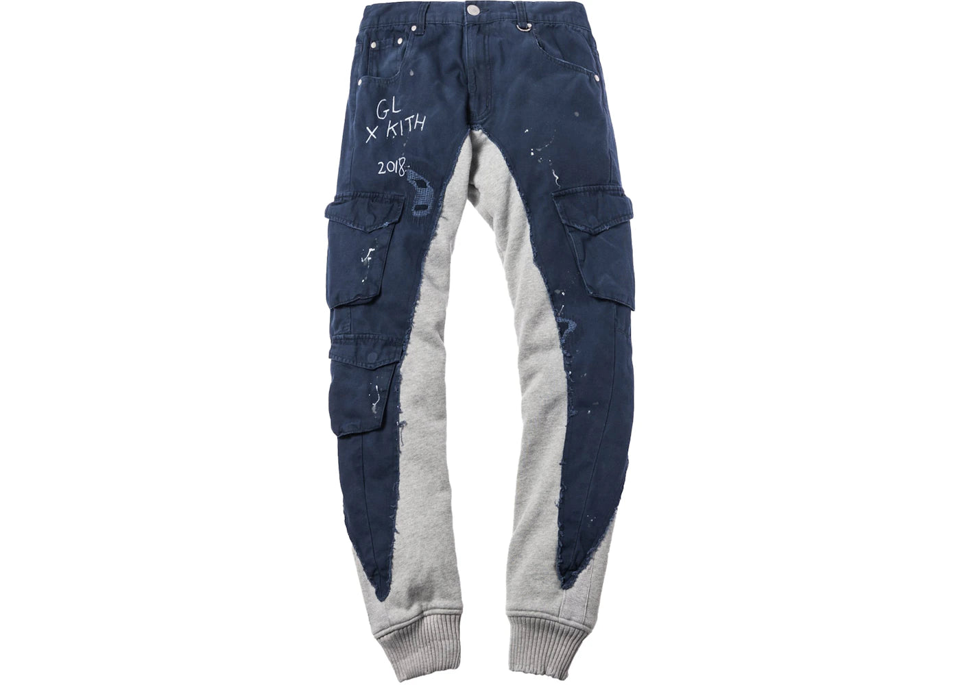 Kith x Greg Lauren 50/50 Columbus Crago/Fleece Slim Lounge Pant Navy/Grey