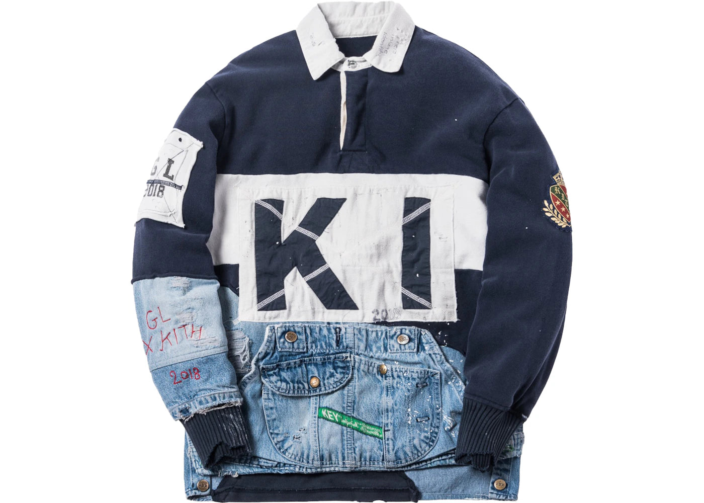 Kith x Greg Lauren 50/50 Rugby Shirt Navy/Denim Blue