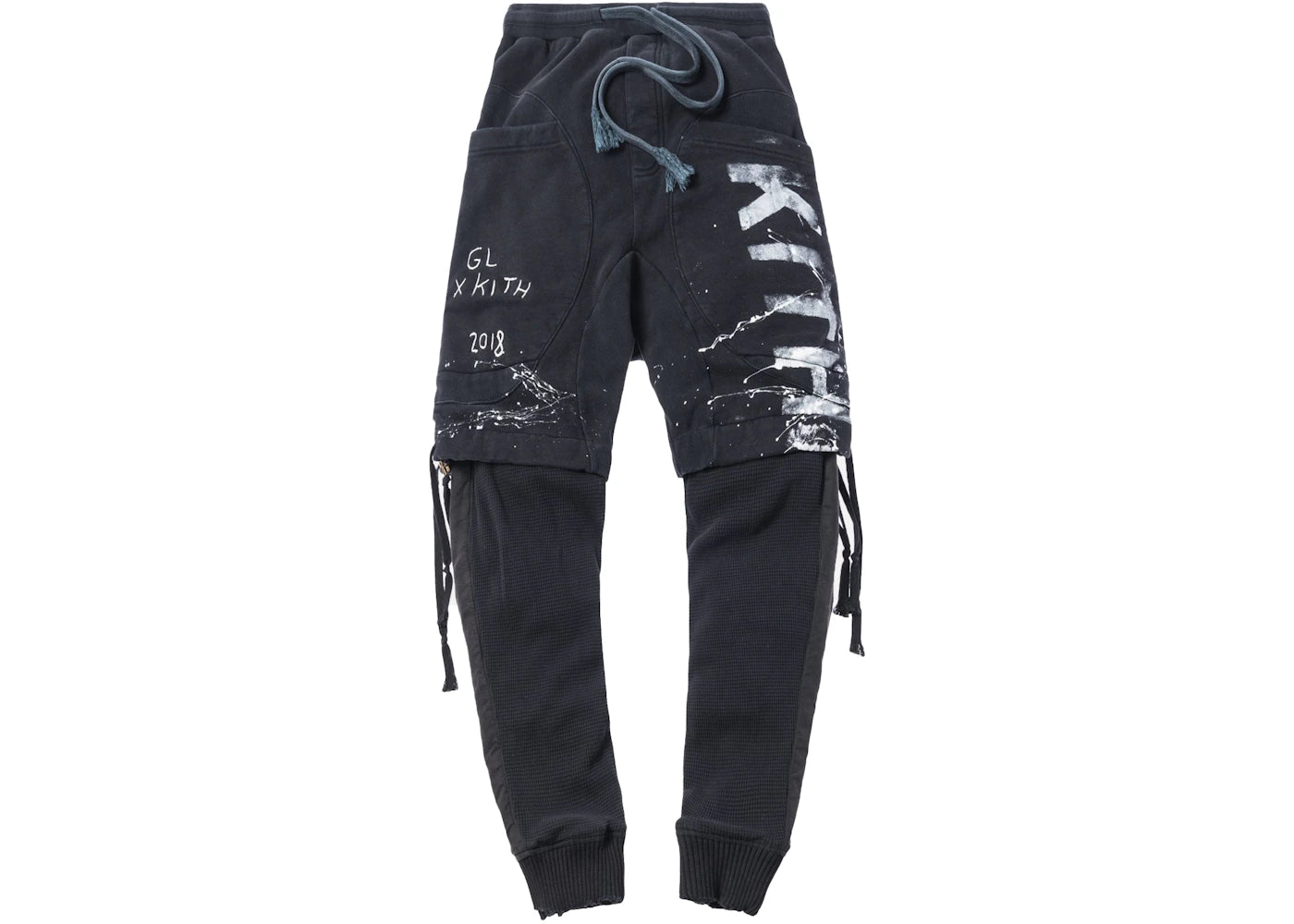 Kith x Greg Lauren Ashford Waffle Zip Short Lounge Pant Black