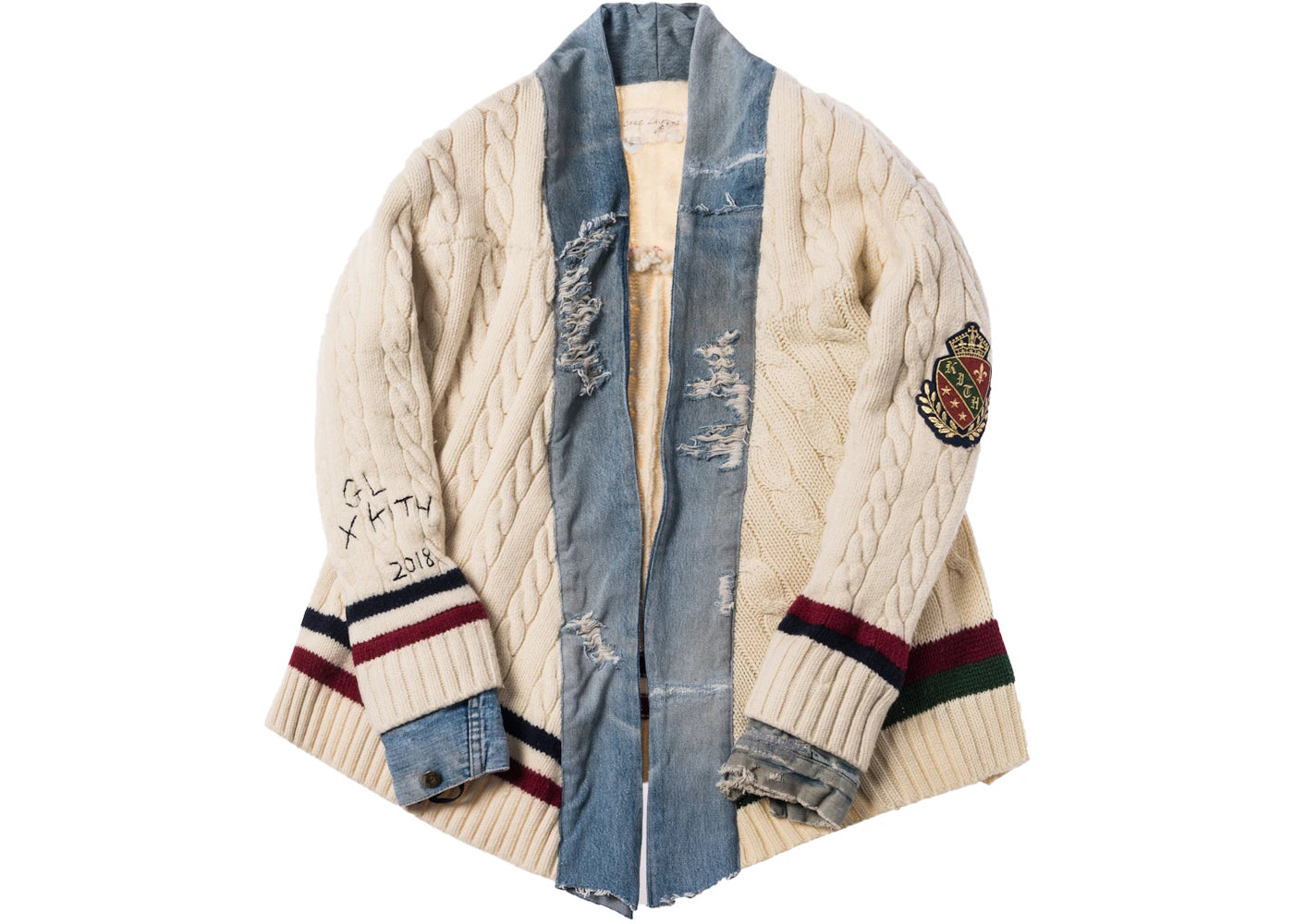 Kith x Greg Lauren Cable Knit Tennis Sweater Kimono Cream