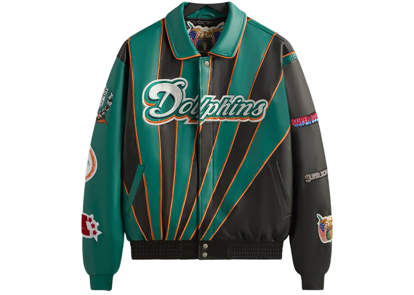 Kith x Jeff Hamilton NFL Dolphins Leather Varsity Jacket Multicolor