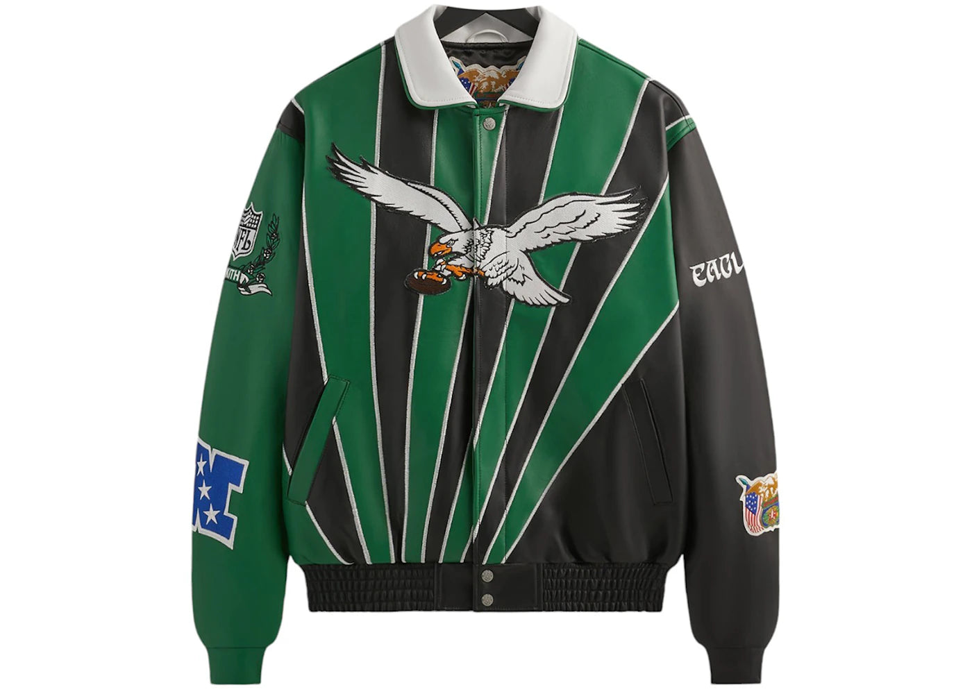 Kith x Jeff Hamilton NFL Eagles Leather Varsity Jacket Multicolor