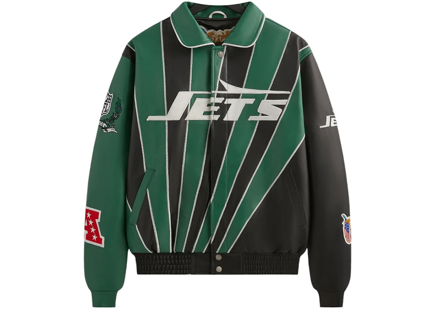 Kith x Jeff Hamilton NFL Jets Leather Varsity Jacket Multicolor