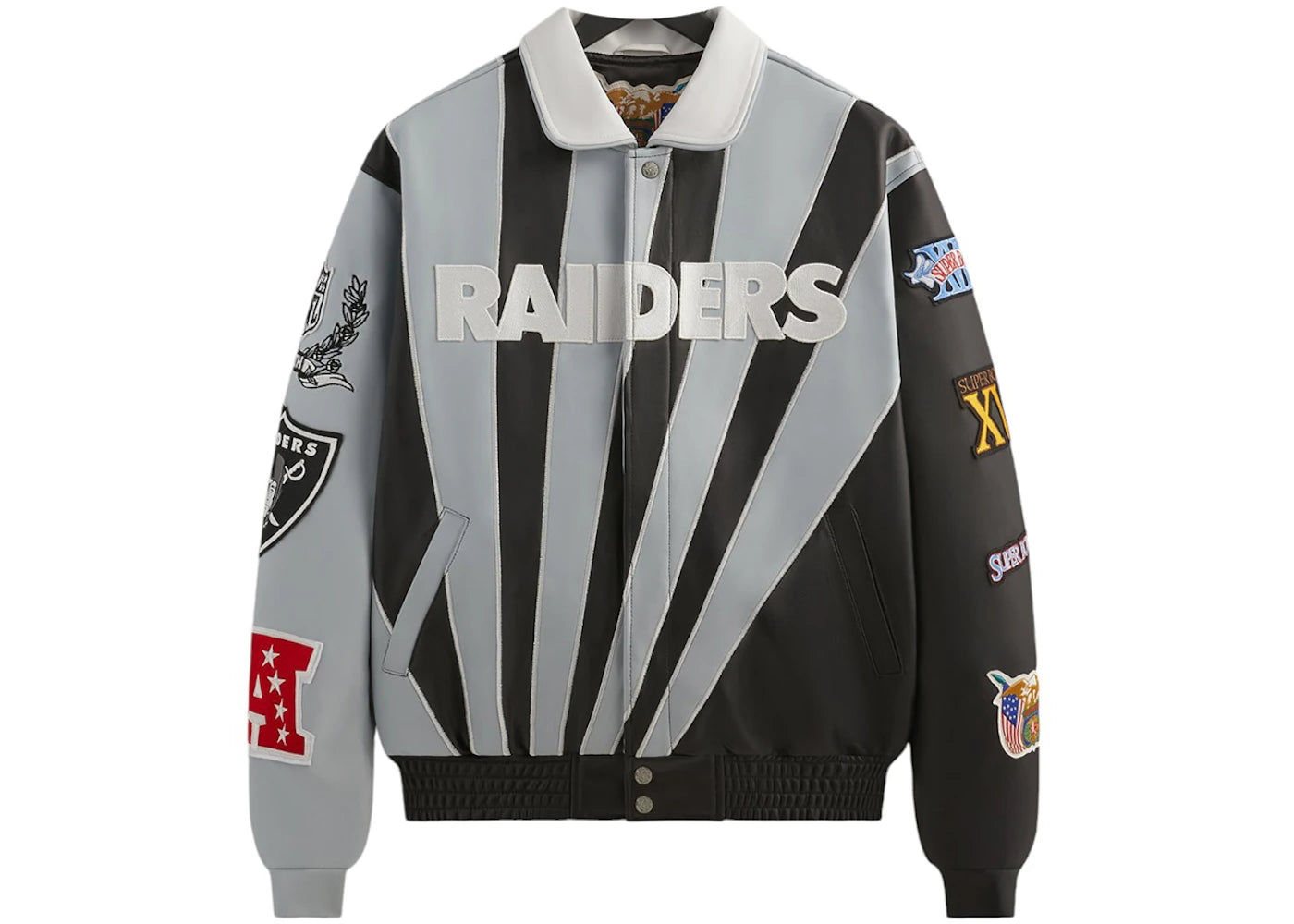 Kith x Jeff Hamilton NFL Raiders Leather Varisty Jacket Multicolor