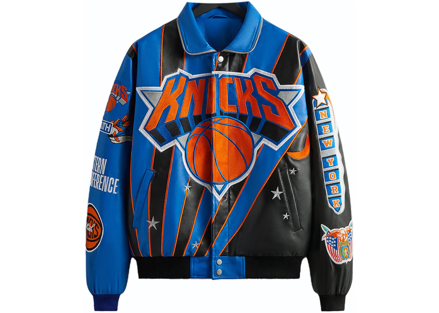 Kith x Jeff Hamilton New York Knicks Leather Varsity Jacket Black