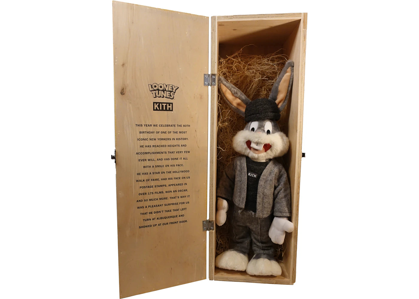 Kith x Looney Tunes F&F Wooden Box Bugs Bunny Plush Grey