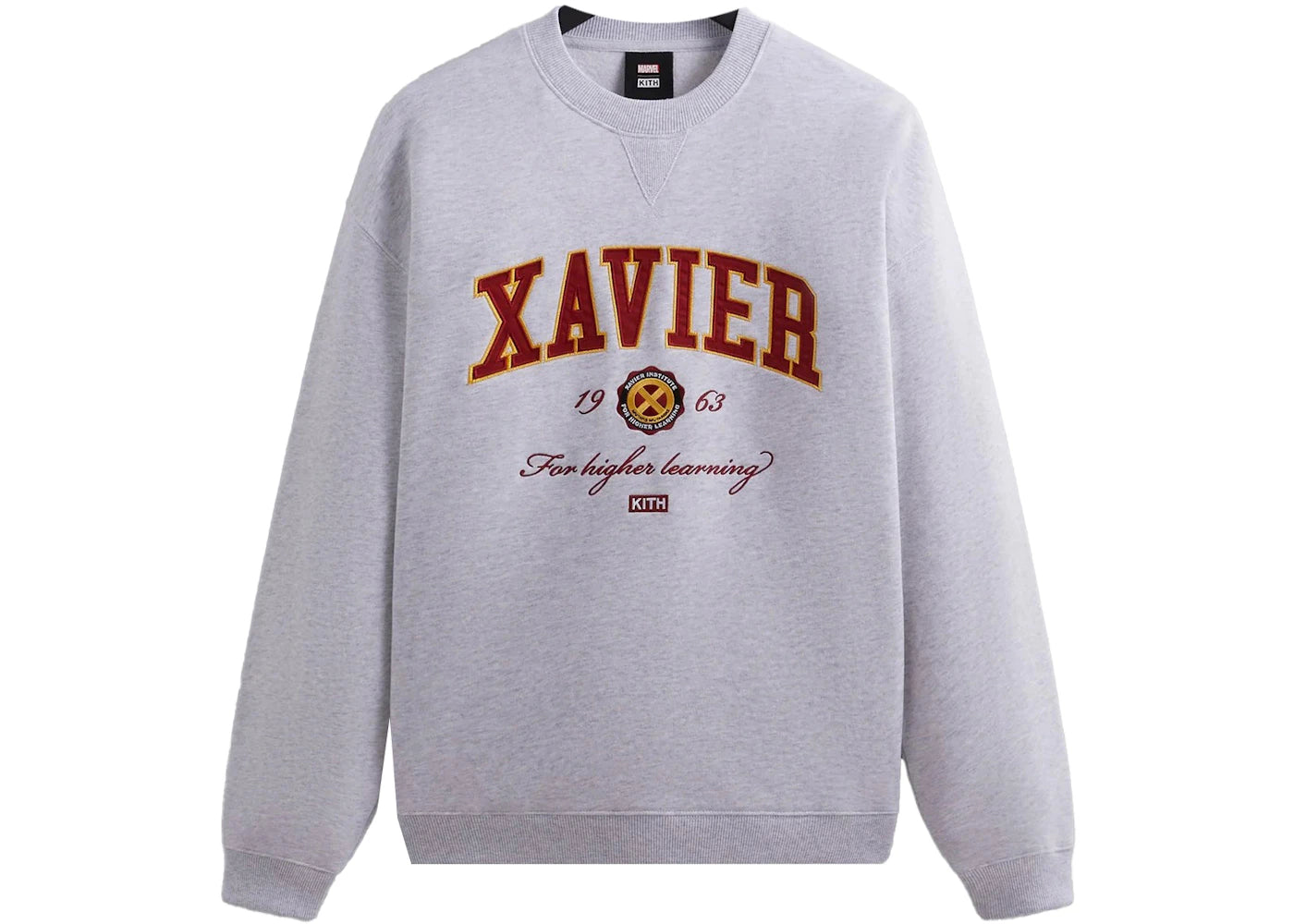 Kith x Marvel X-Men Xavier Institute Varsity Crewneck Light Heather Grey PH