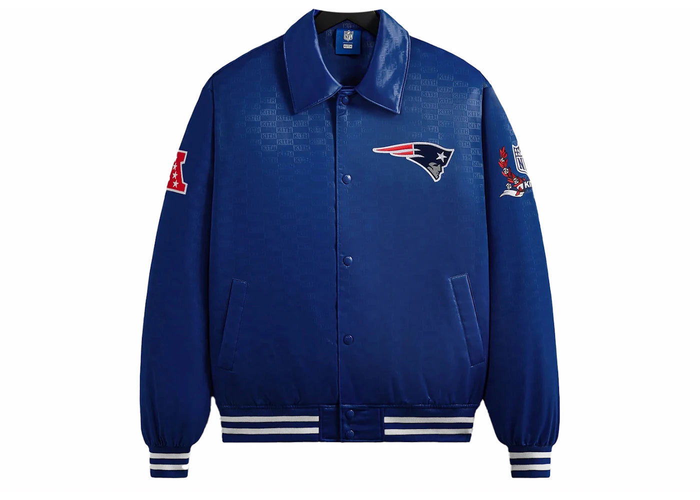 Kith x NFL Patriots Satin Bomber Jacket Action