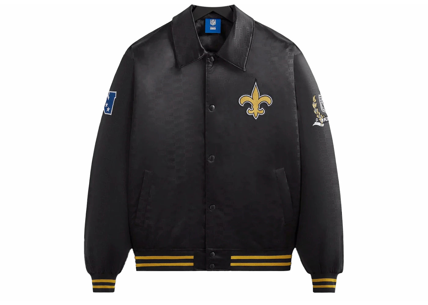 Kith x NFL Saints Satin Bomber Jacket Black