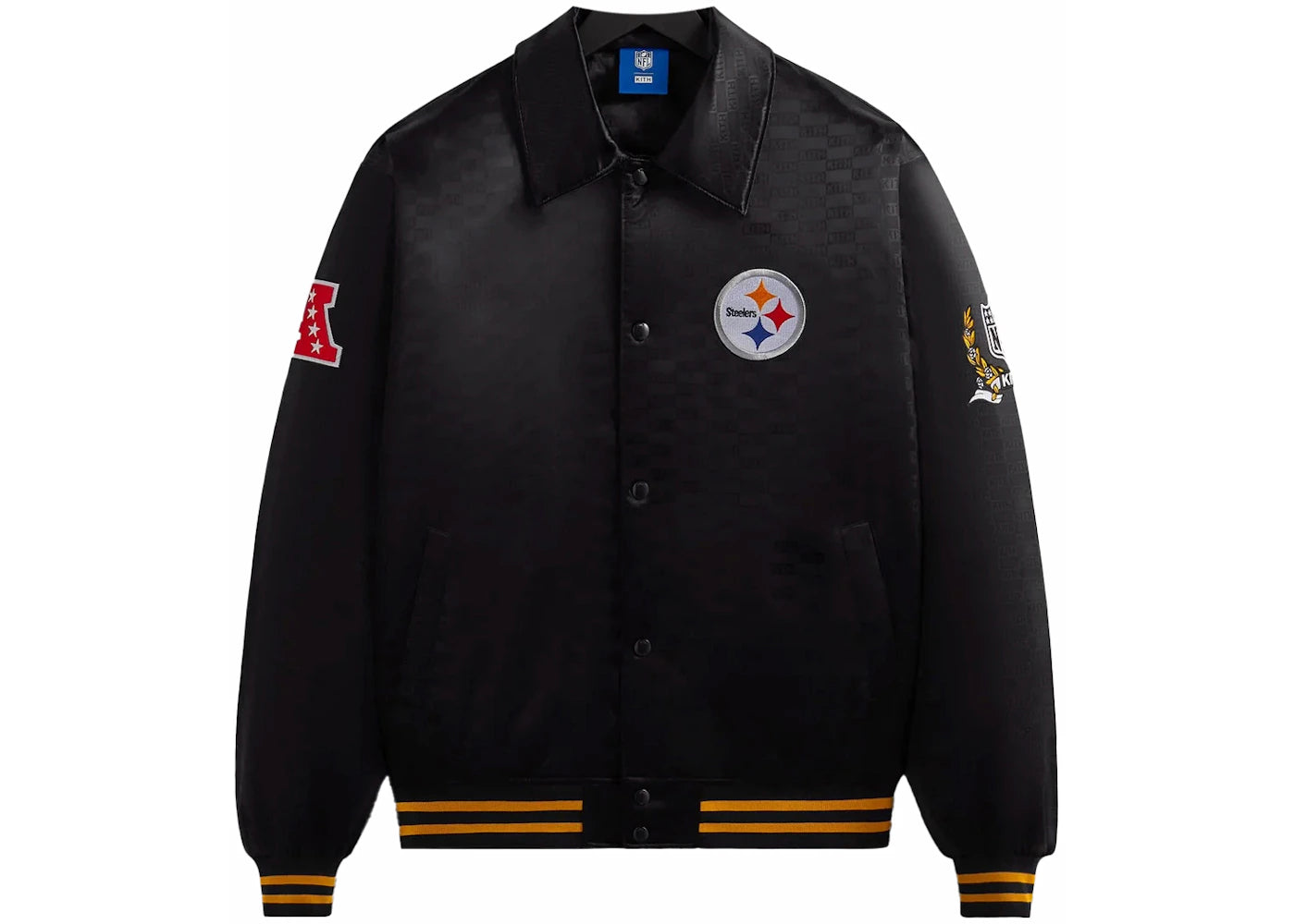 Kith x NFL Steelers Satin Bomber Jacket Black