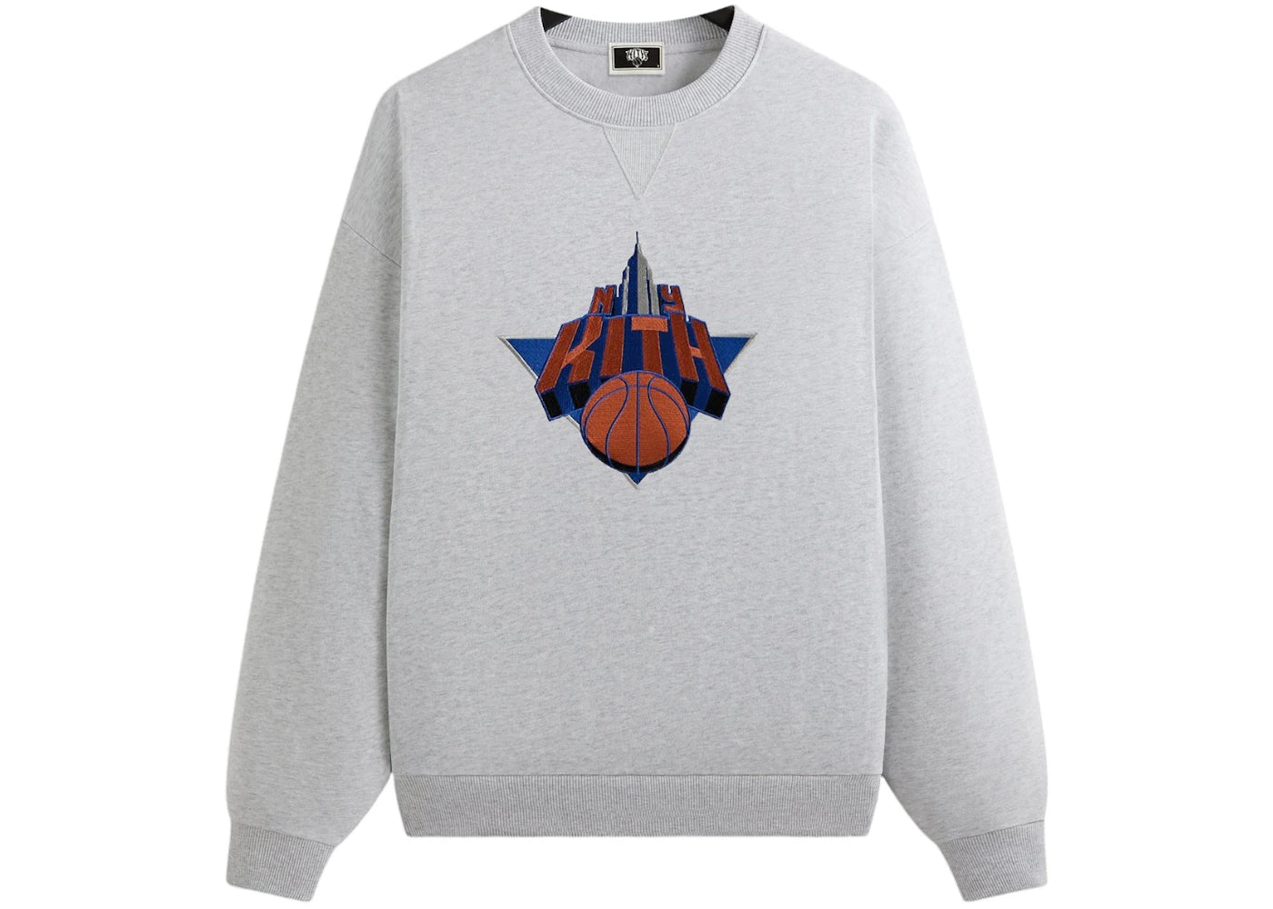 Kith x New York Knicks Empire Vintage Nelson Crewneck Light Heather Grey