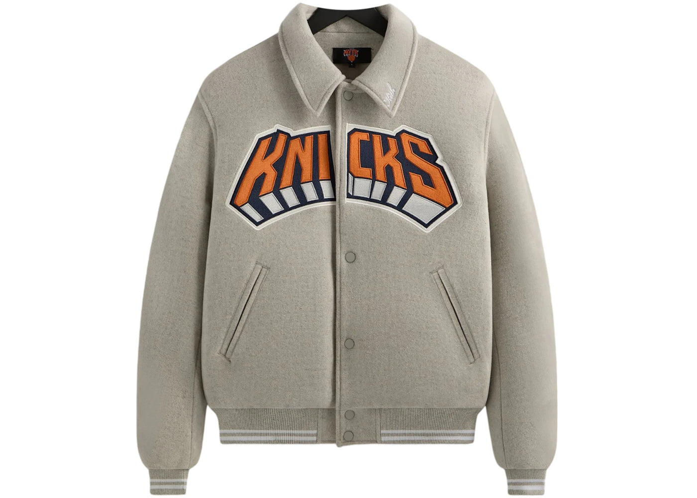 Kith x New York Knicks Empire Wool Coaches Jacket Light Heather Grey