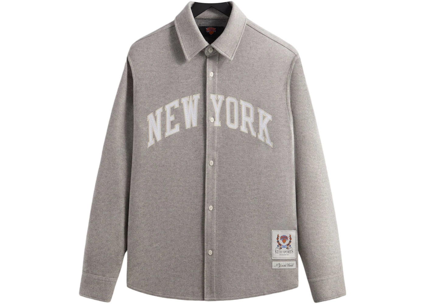 Kith x New York Knicks Felted Jersey Apollo Shirt Medium Heather Grey