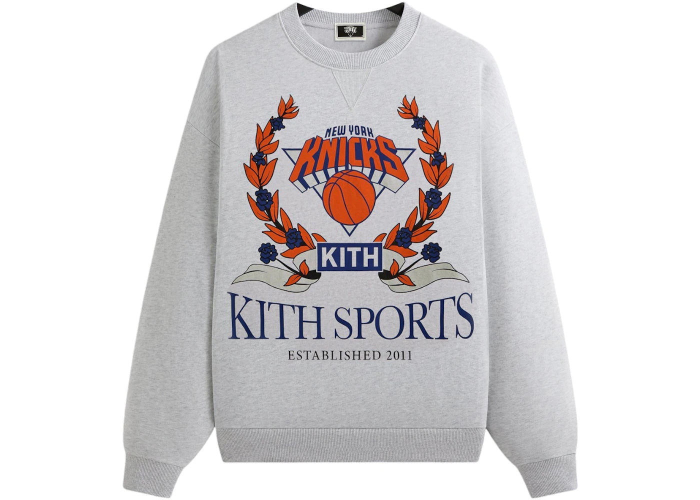 Kith x New York Knicks Laurel Vintage Nelson Crewneck Light Heather Grey