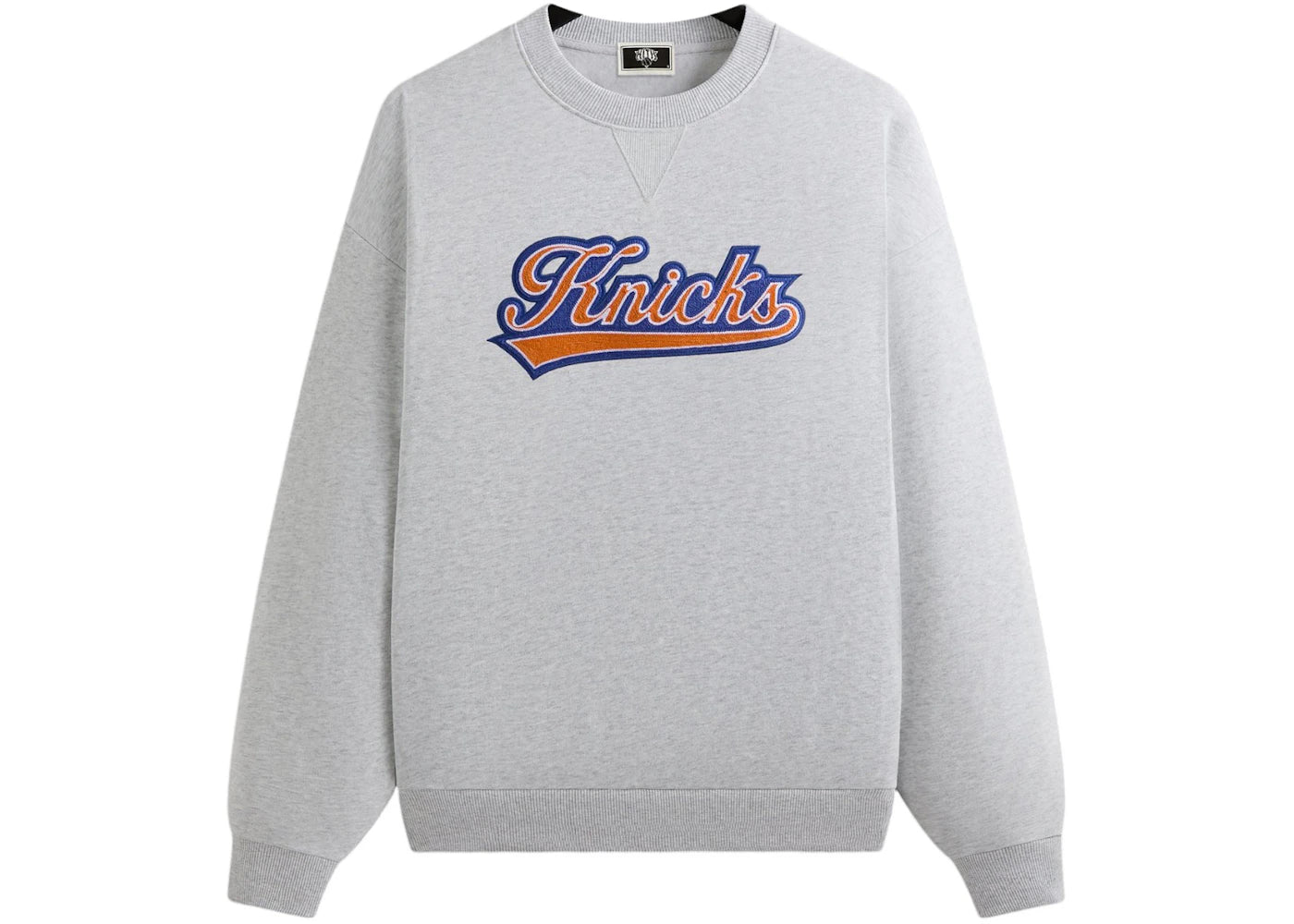Kith x New York Knicks Script Vintage Nelson Crewneck Light Heather Grey
