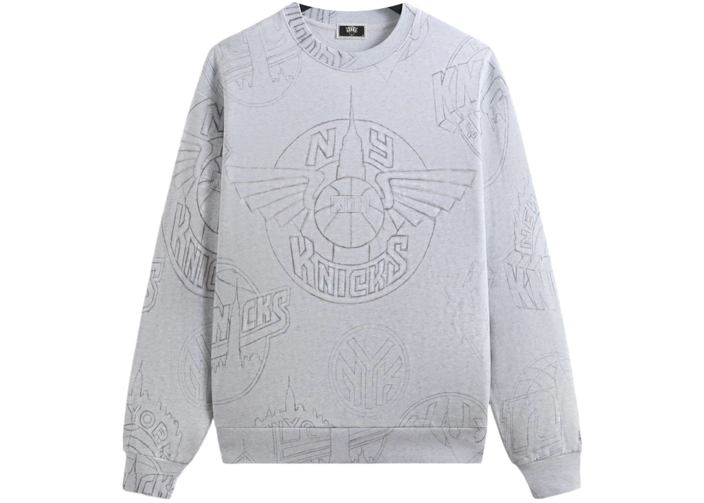 Kith x New York Knicks Sketched Vintage Nelson Crewneck Light Heather Grey