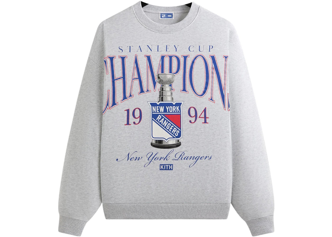 Kith x New York Rangers Champions Nelson Crewneck Light Heather Grey