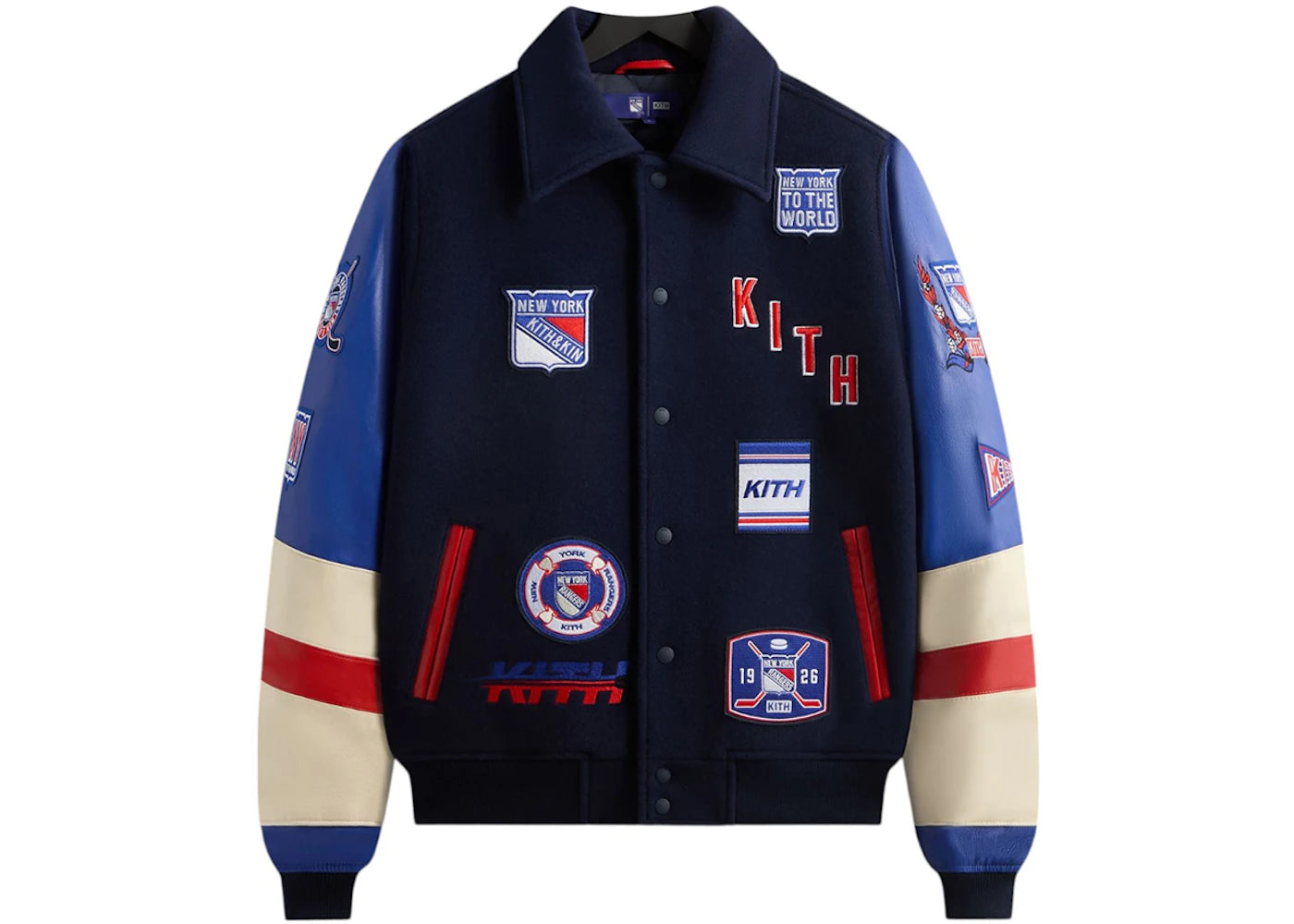 Kith x New York Rangers Wool Leather Varsity Jacket Nocturnal