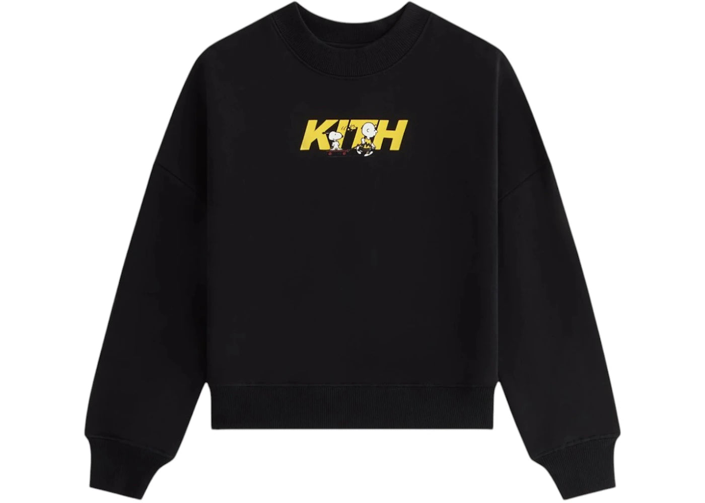 Kith x Peanuts Kids Skateboard Fast Logo Crewneck Black